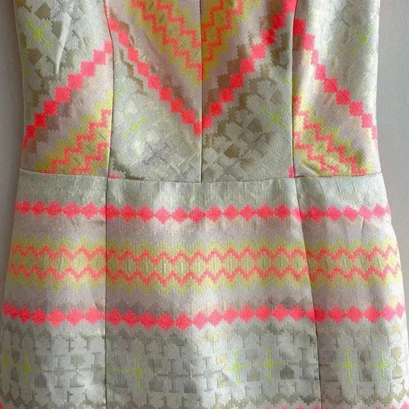 Minuet Aztec Print Neon and Gold Cocktail Dress, Open Back Dress, Medium - Picture 3 of 16